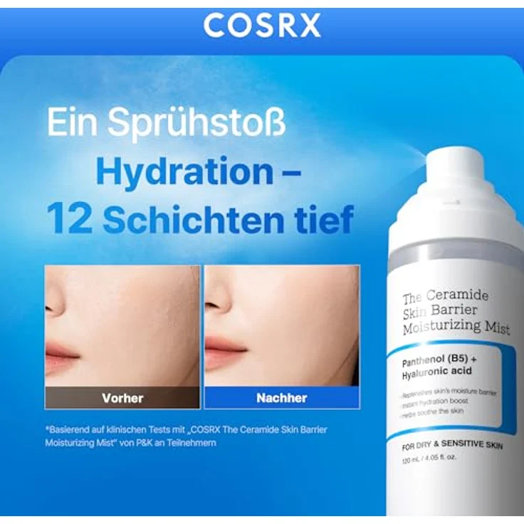 COSRX Ceramide Skin Barrier Moisturizing Mist, Gesichtsspray 120 ml mit Panthenol & Hyaluronsäure für empfindliche Haut – Bild 2