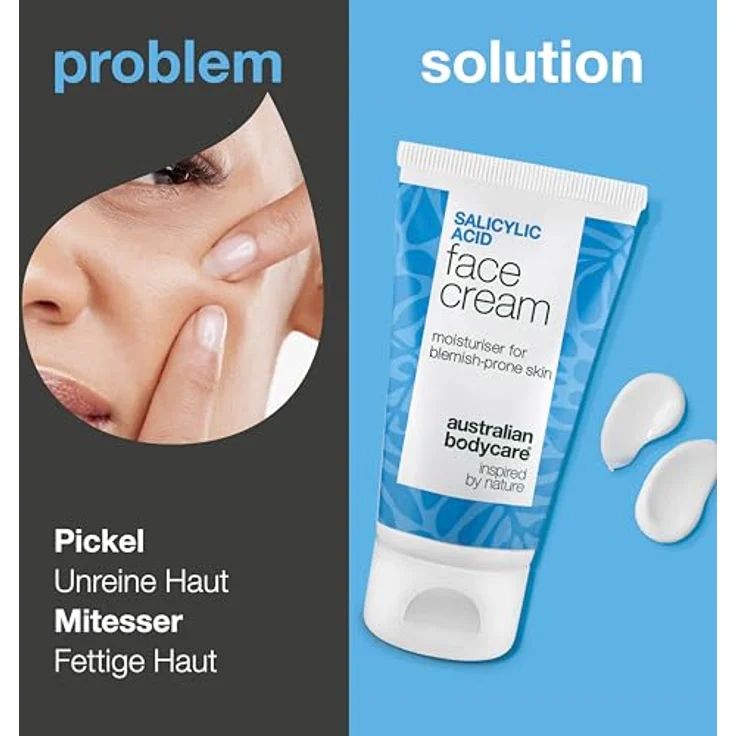 Australian Bodycare Salicylsäure Anti-Pickel-Gesichtscreme, Nicht komedogene Formel mit Salicylic Acid, 50 ml – Reinigt Poren, reduziert Rötungen und spendet Feuchtigkeit – Bild 2