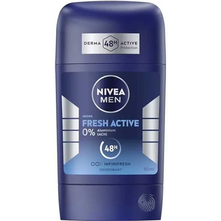 NIVEA MEN Fresh Active Deo Stick, 50 ml, Deodorant mit INFINIFRESH Formel für 48h Schutz, aluminiumfreies Deo mit Meeresextrakten