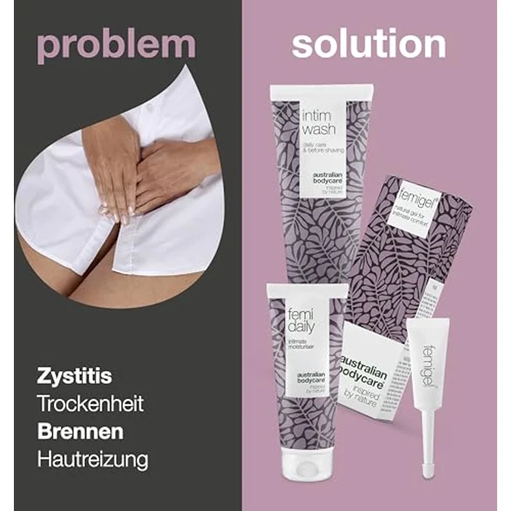 Australian Bodycare 3 Intimate Products Set, Sanftes Hygiene-Kosmetikset mit Reinigungsgel und beruhigendem Gel, 200 ml + 100 ml + 5x7 ml – Bild 2