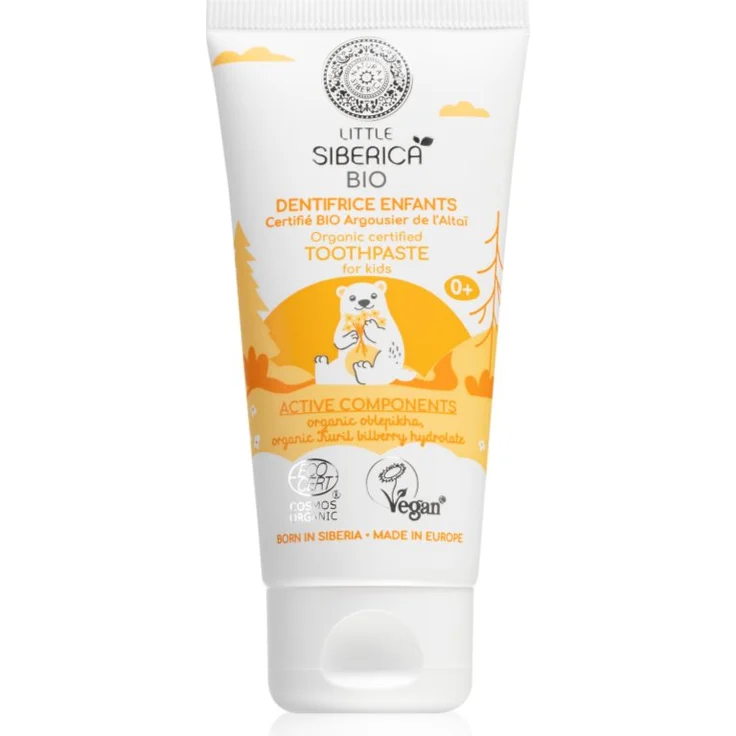 Natura Siberica Little Siberica BIO, natürliche Zahnpasta für Kinder mit Altai Sanddorn Geschmack, 60 g, vegan