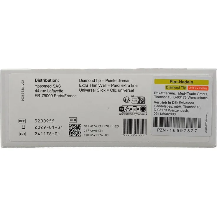 Ypsomed mylife Clickfine Pen-Nadeln, sterile 8 mm 31 G Diamond Tip, 100 Stück