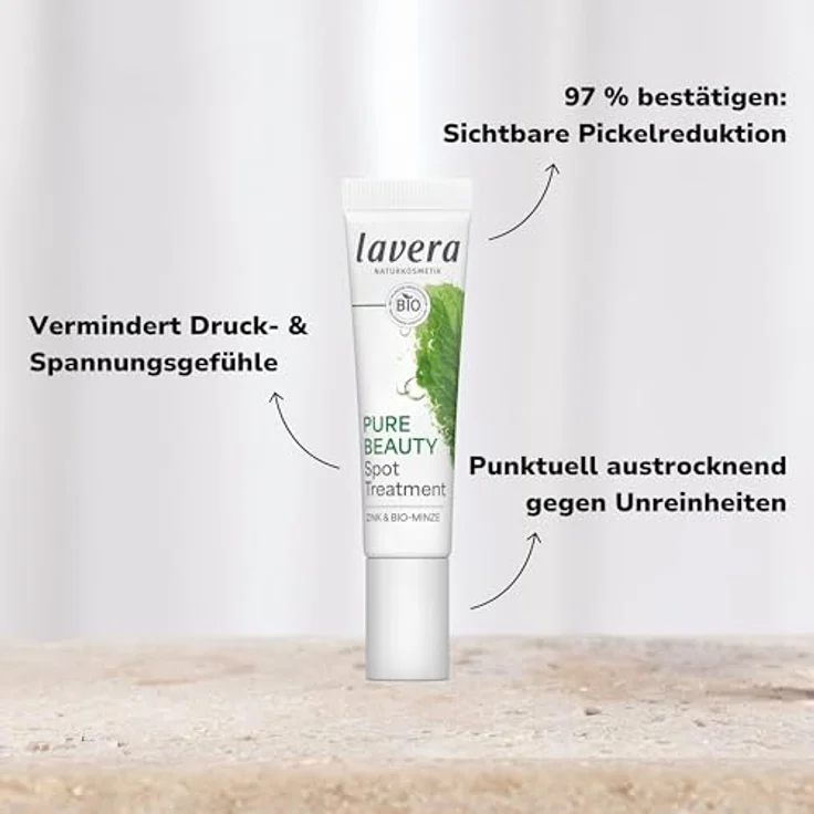 Lavera Nachtpflege Pure Beauty Spot Treatment, punktuelles Gel gegen Unreinheiten mit Zink und Bio-Minze, 15 ml – Bild 3