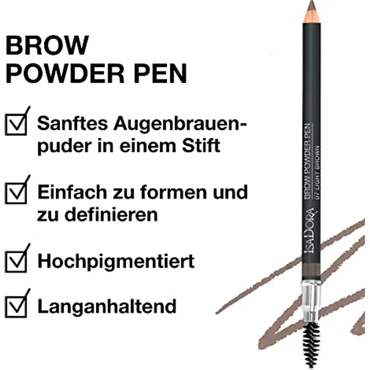 IsaDora Brow Powder Pen, Augenbrauenstift 1,1 g, pudrige Textur, Farbe Nr.07 - Light Brown – Bild 2