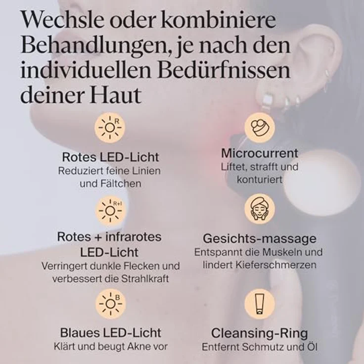 THERABODY TheraFace PRO, All-in-One Gesichts-Massagegerät mit Mikrostrom, LED-Lichttherapie und perkussiver Reinigung, schwarz – Bild 6