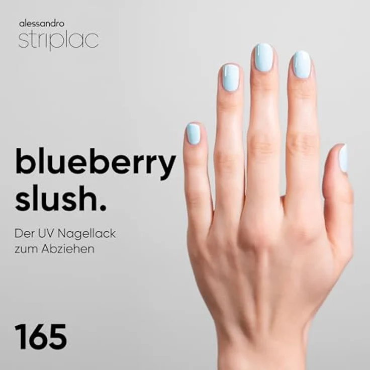 alessandro Striplac UV-Nagellack Blueberry Slush, kratzfest & deckend bis zu 15 Tage, schonende Abziehtechnologie, vegan, pastell-blau, 6,5ml – Bild 2