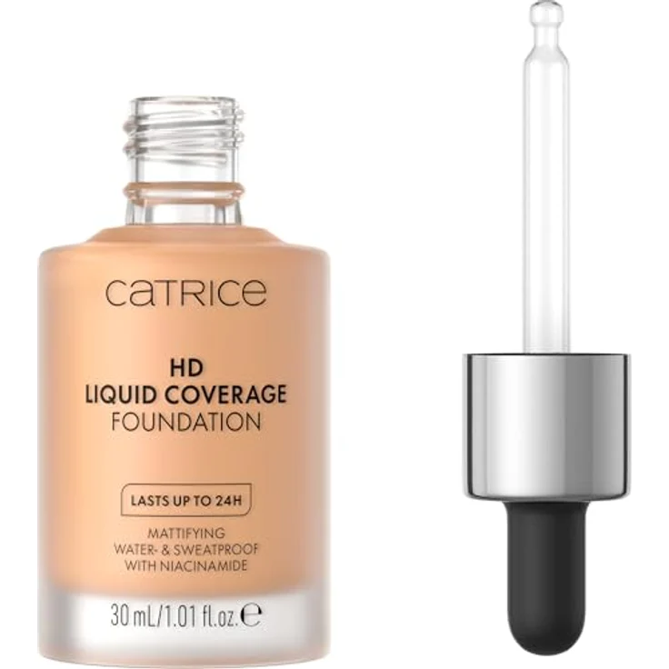 Catrice HD Liquid Coverage Foundation, Nr. 038, Nude, langanhaltend, mattierend, vegan, ölfrei, wasserfest, 30ml – Bild 1