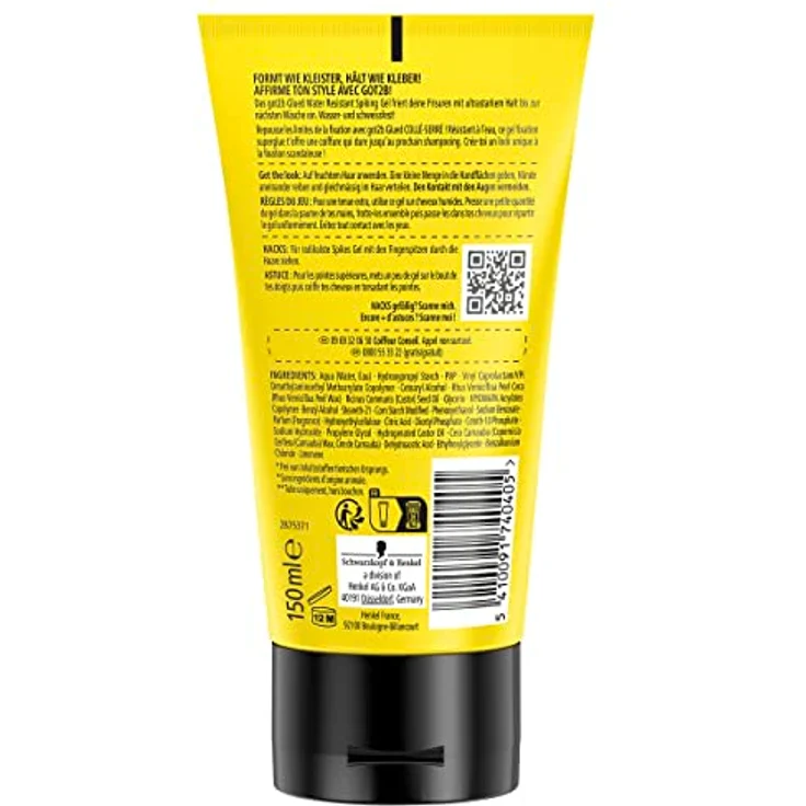 Schwarzkopf Got2B Glued Gel Waterproof Haar Gel für Herren mit sehr gutem Halt bei Fixierwirkung, 150 ml – Bild 2