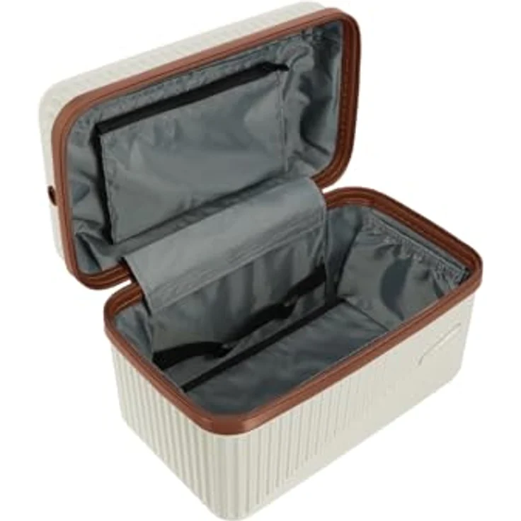 Travelite Beautycase Hartschale Handgepäck, Bali, ABS, Organizer- und Aufsteckfunktion, 36 cm, 17 Liter, Weiß/Cognac – Bild 5