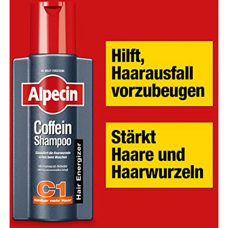 Alpecin Coffein-Shampoo C1 + Coffein Liquid Set, 250 ml + 200 ml, gegen erblich bedingten Haarausfall bei Männern – Bild 2