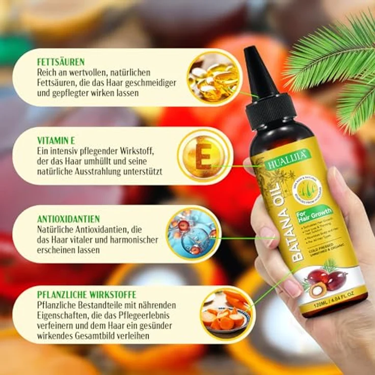 P-Beauty 2X Batana Öl, Kaltgepresst, 120ml - Naturöl für Haarwachstum, Pflege von Haaren, Kopfhaut, Wimpern & Augenbrauen, ohne Zusatzstoffe – Bild 4