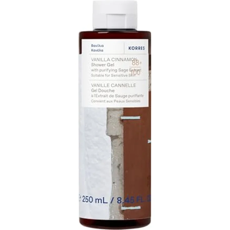 Korres Vanilla & Cinnamon, sanftes Duschgel, 250 ml, spendet intensive Feuchtigkeit, vegan – Bild 1