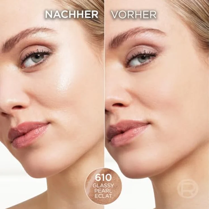 L'Oréal Paris Lumi Le Glass Highlighter Stick, 610 PEARL ECLAT, für strahlenden Teint, leicht aufbaubar, ganztägiger Halt, 7 ml – Bild 5
