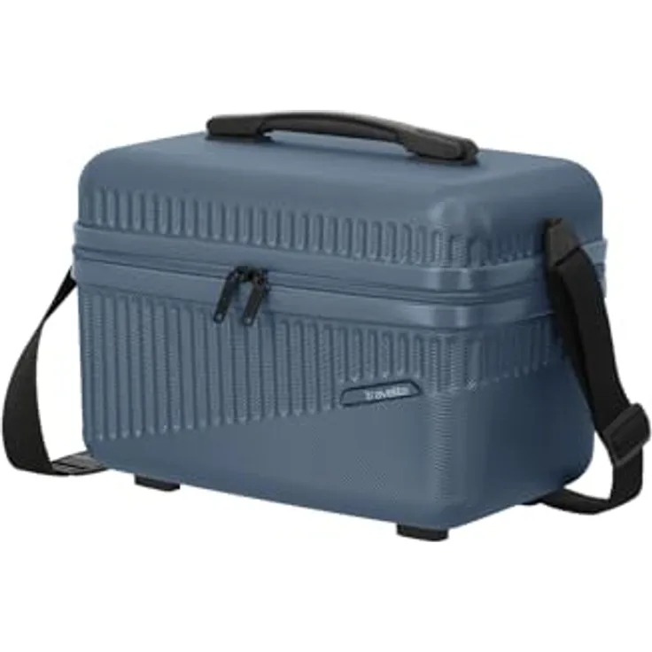 Travelite Beautycase Hartschale Handgepäck, Bali, Kosmetikkoffer mit Organizer- und Aufsteckfunktion, 36 cm, 17 Liter, Blau