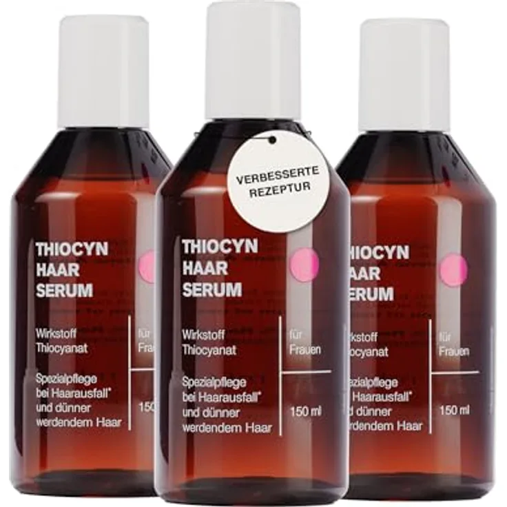Thiocyn Haarserum gegen Haarausfall Frau 3 x 150 ml - Haarwachstum beschleunigen mit Thiocyanat, Biotin & Riboflavin - Spezialpflege bei Haarausfall* - Vegan