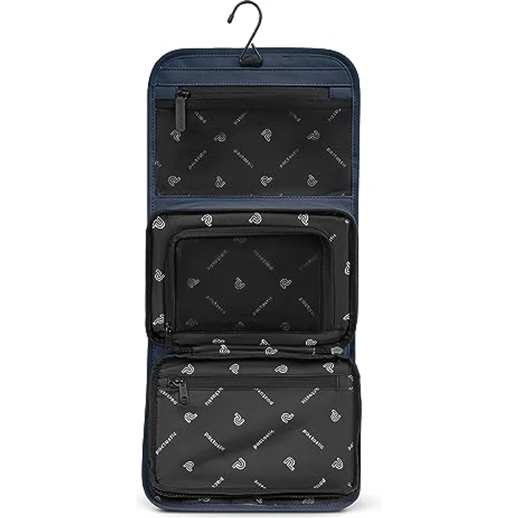 Pactastic Kosmetiktasche zum Aufhängen | 340 g Leichter ausklappbarer Kulturbeutel/Rolle mit 4 Reißverschlussfächern aus wasserabweisendem Tech-Material | 24 x 6 x 21 cm für Pflegeprodukte – Bild 3