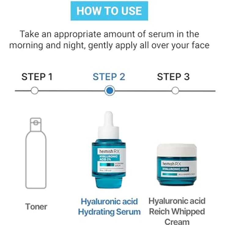 Heimish RX Hyaluronic Acid 2%, feuchtigkeitsspendendes Gesichtsserum mit beruhigender Wirkung, 35 ml – Bild 6