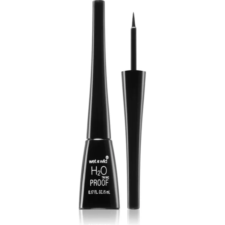 Wet n Wild H2O Proof Eyeliner, wasserfest, 5 ml, Farbton Schwarz, präzise Linienführung