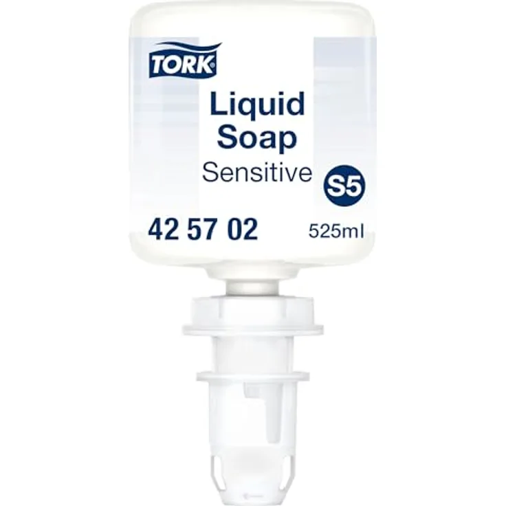 Tork Sensitive Hand Mini Flüssigseife S5, allergikerfreundlich, parfümfrei, 1 × 525 ml, Farbe: Weiß
