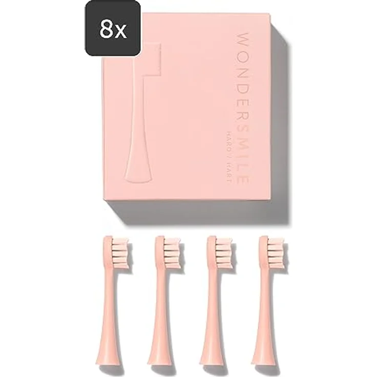 Wondersmile Ersatzbürsten Schallzahnbürste (Hard, Atomic Rose, 8er Pack) - Bürstenköpfe für Wondersmile Schallzahnbürste – Bild 1