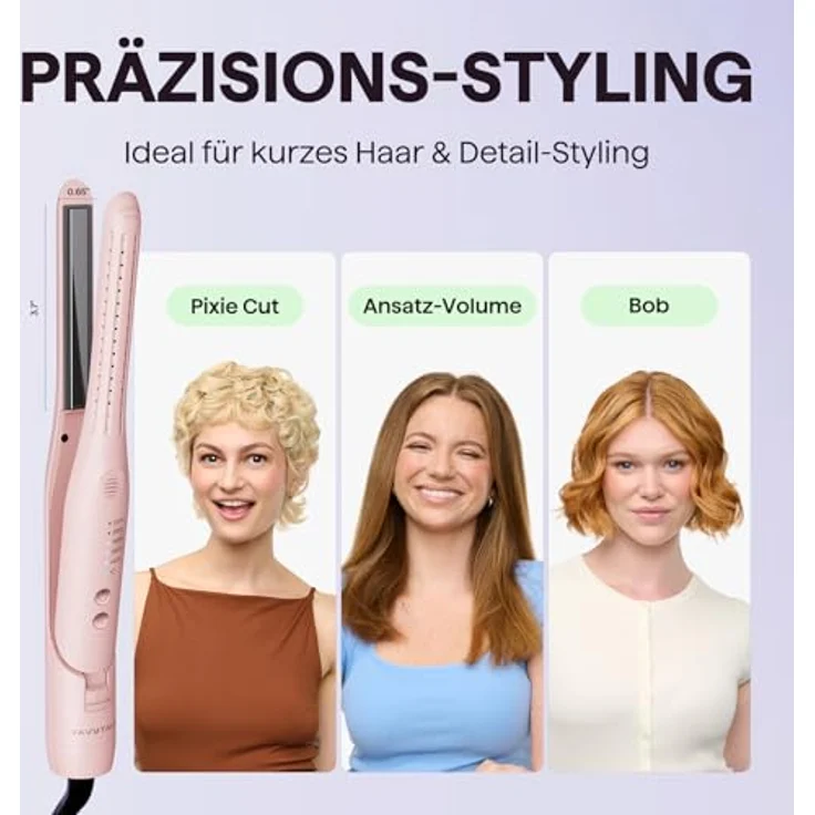 Wavytalk Cool Curl Pencil Airflow Lockenstab, 0,65 Zoll Mini Glätteisen für Kurze Haare, 5 Temperaturstufen, 360° Kühlluft-Technologie, leicht und kompakt – Bild 4