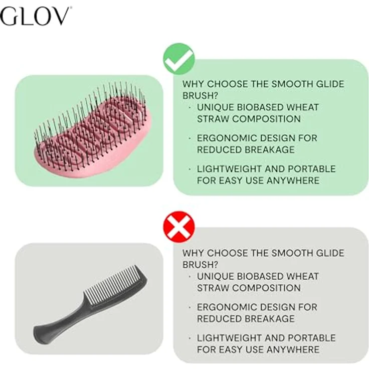 GLOV SMOOTH GLIDE Detangling Hair Brush, Entwirrungsbürste aus Weizenstroh, ergonomisch und kompakt – Bild 5