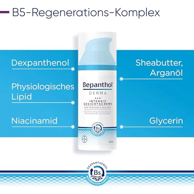 Bepanthol Derma Intensiv Gesichtscreme, dermatologisch getestete 24-Stunden-Creme für trockene Haut, 50 ml – Bild 7