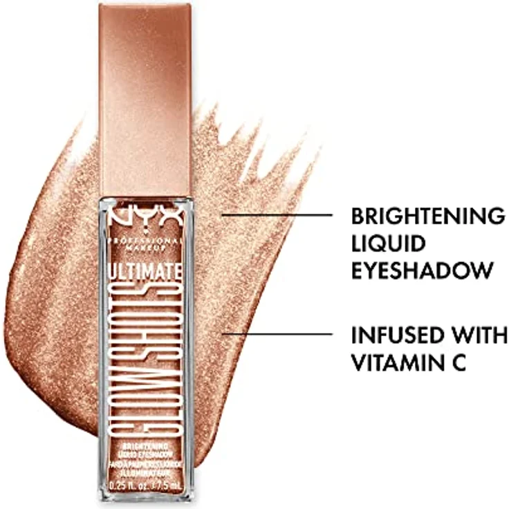 NYX Professional Makeup Ultimate Glow Shots Lidschatten, 7,5 ml, Nr. 06 - Golden Goji, flüssig-cremige Textur mit Vitamin C und gl glossy-glitzerndem Finish – Bild 2