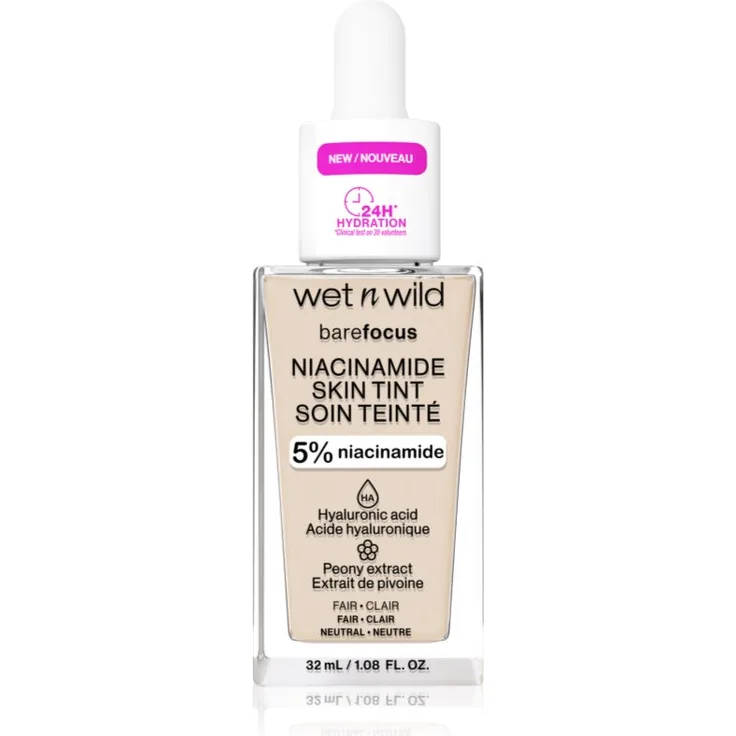 Wet n Wild Bare Focus Niacinamide Skin Tint, leichtes feuchtigkeitsspendendes Make-up für Damen, Farbton Fair (Neutral), 32 ml