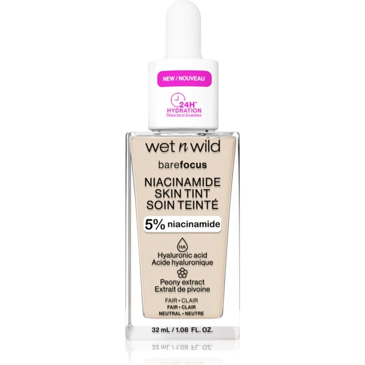 Wet n Wild Bare Focus Niacinamide Skin Tint, leichtes feuchtigkeitsspendendes Make-up für Damen, Farbton Fair (Neutral), 32 ml