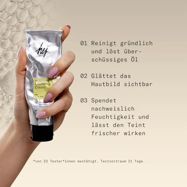 Hej Organic Soft Exfoliating Cleansing Cream, sanftes Gesichtspeeling mit AHA & NAD+ Booster für reifere Damenhaut, 100 ml – Bild 6
