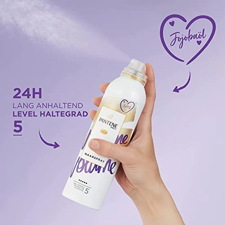 Pantene Pro-V Haarspray, Perfect Volume, 250ml, mit Jojobaöl, Haltegrad 5, kreiert langanhaltendes Volumen, Haarpflege – Bild 2