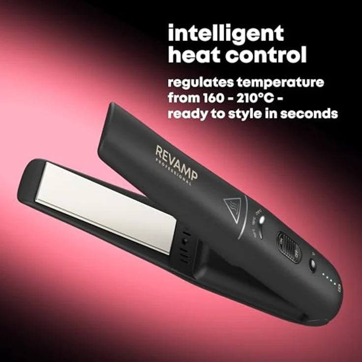 REVAMP ST-1700-EU2 Haarglätter, kabellos, mit Keramik-Ionen-Heizplatten, Reisesicherung, max. 210 °C, schwarz-matt – Bild 6