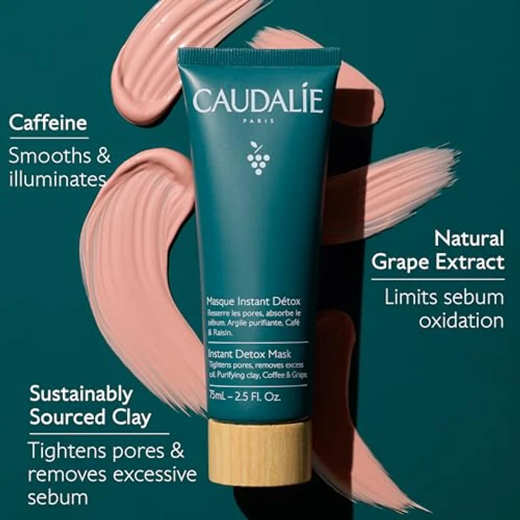 CAUDALIE Instant Detox Maske 75 ml, Gesichtsmaske zur Reinigung und Verfeinerung der Poren – Bild 3