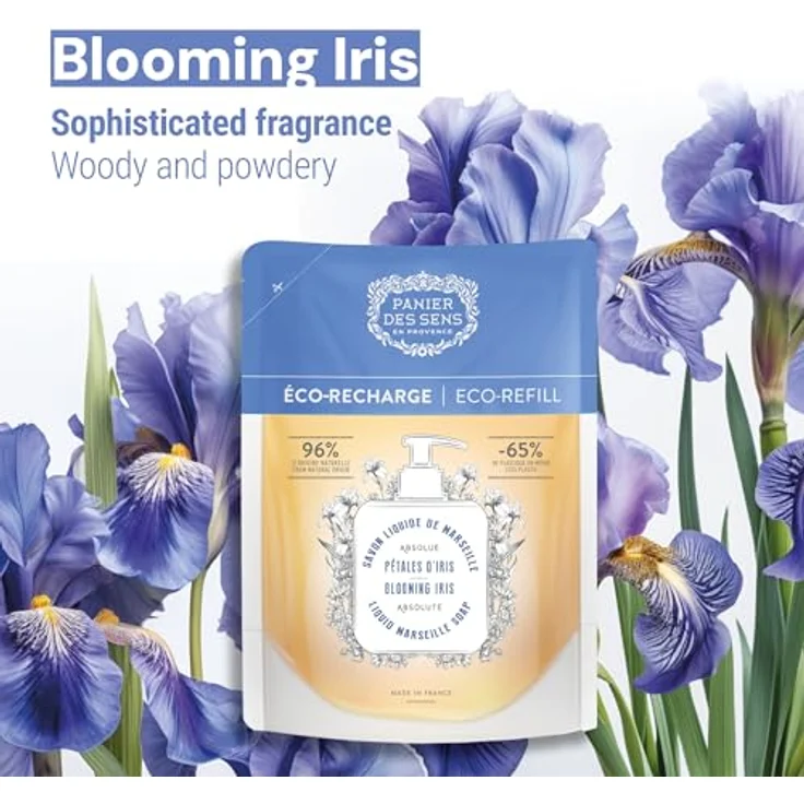 Panier des Sens Nachfüllpack Flüssigseife Irisblüte, 1 L, 97% natürlich, mit pflanzlichen Ölen – Bild 2