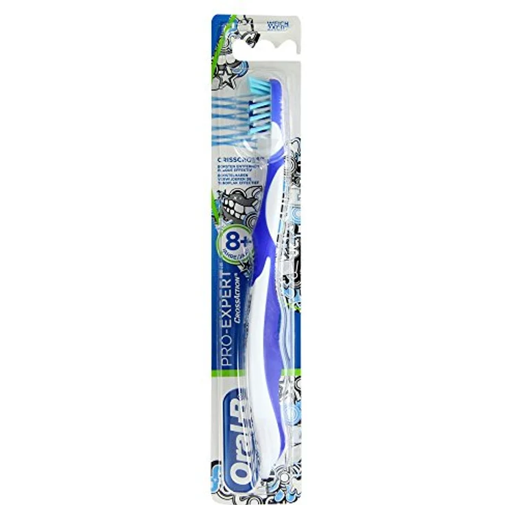 Braun Oral-B Pro Expert Cross Action, Elektrische Zahnbürste ab 8 Jahre, 3er Pack, CrissCross-Borsten, extralange Borsten, Zungenreiniger, coole Grafik - blau – Bild 2