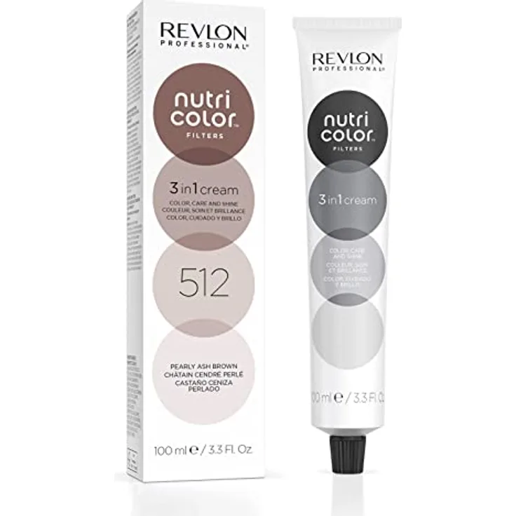 REVLON PROFESSIONAL Nutri Color FILTERS Toning Filters 512 Hellbraun Asch Irisé, 100 ml - Pflegende Farbmaske mit INSTA-PIC-TECHNOLOGY zur Farbauffrischung von kühlen Brauntönen
