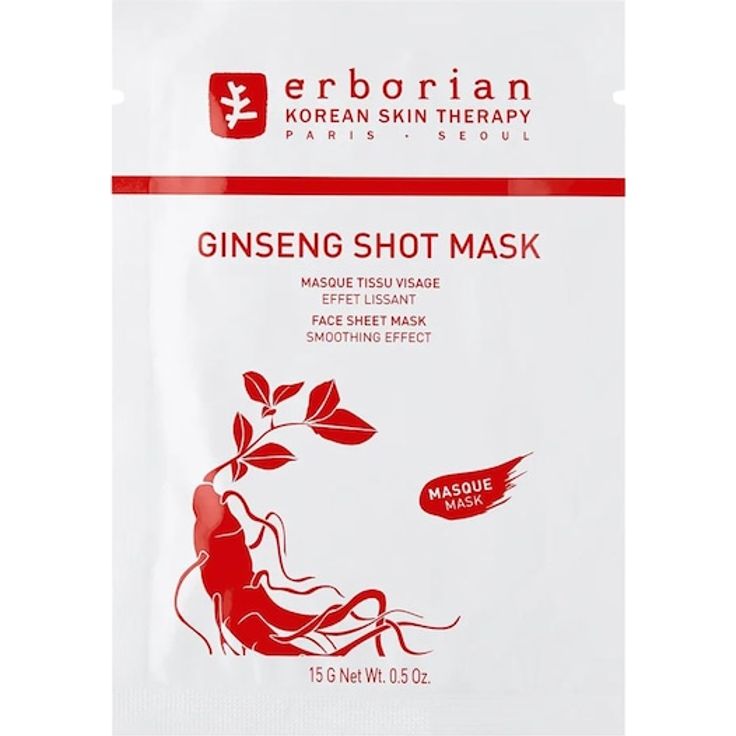 Erborian Ginseng Shot Mask, Tuchmaske mit glättendem Effekt und 15 g für alle Hauttypen