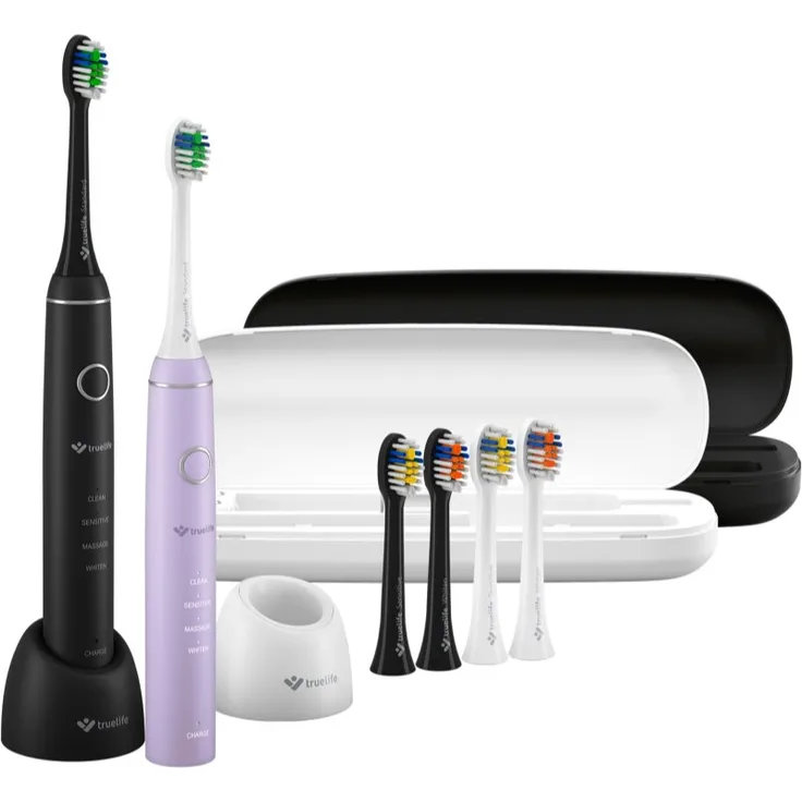 TrueLife SonicBrush Compact, Schallzahnbürste für Damen, Duo Set in Schwarz und Lavendel, 2 St.