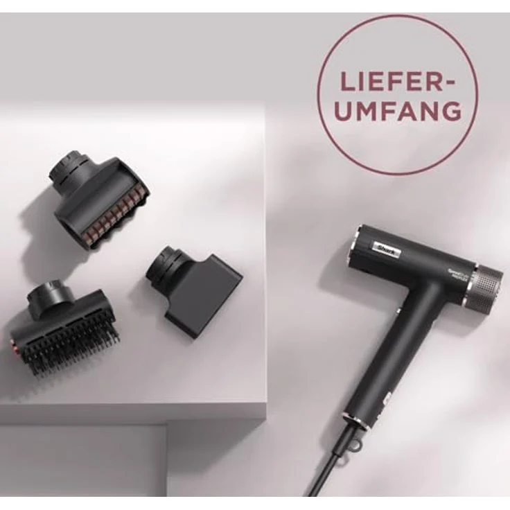 Shark SpeedStyle Pro Haartrockner, hohe Leistung & Power für glattes & welliges Haar mit Kopfhautschutz, 3 Aufsätze, leicht, keine Hitzeschäden, Schwarz HD731EU – Bild 4