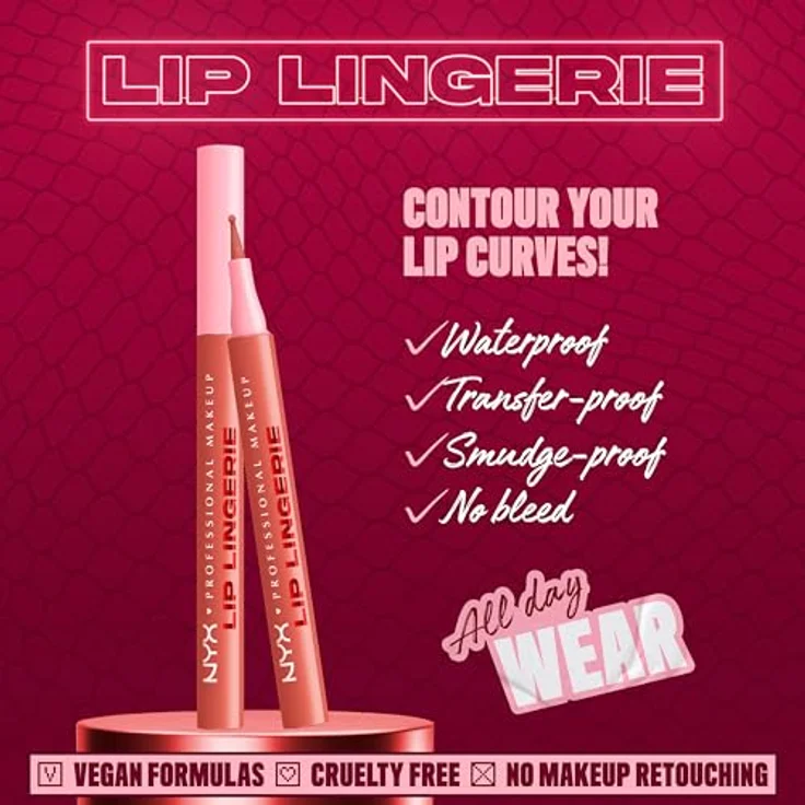 NYX Professional Makeup Lip Lingerie Lipliner Stain, wasserfester & wischfester Präzisions-Lipliner für Nude-Looks, Farbe: After Hour – Bild 2