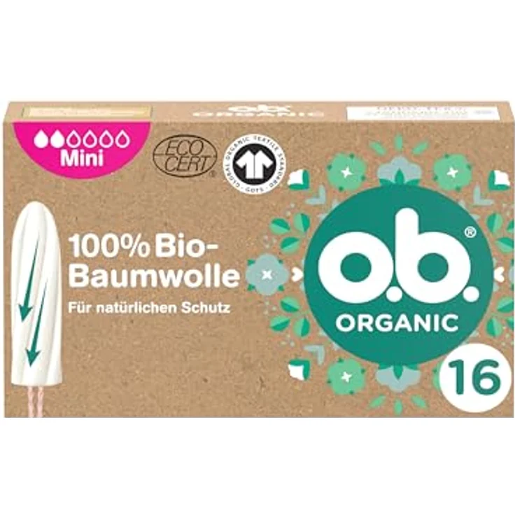 o.b. Organic Tampons Mini, 100% Bio-Baumwolle, für leichte bis mittlere Tage, OEKO-TEX 100 zertifiziert – Bild 1