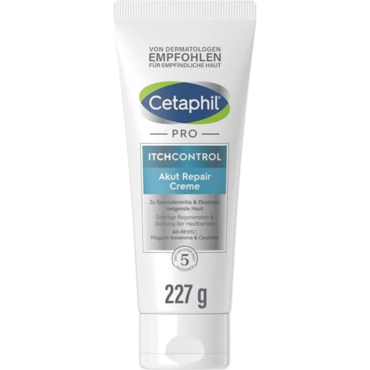 Cetaphil CETAPHIL PRO ItchControl Akut Repair Creme, 227g, Für zu Neurodermitis und Ekzemen neigende Haut, Sofortige Regeneration der Hautbarriere, Mikrobiom freundlich, Ohne Duft- und Konservierungsstoffe