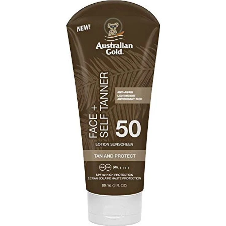 Australian Gold LSF 50 Face + Self Tanner - Sonnencreme - Sonnenlotion - 88 ml - Natürlicher Urlaubsteint - 24 Stunden Bräunungsentwicklung – Bild 1