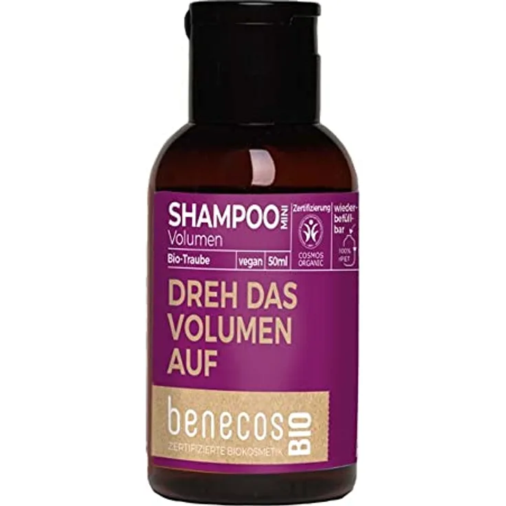 benecos Traube Shampoo, Volumen, Mini Reisegröße, 50ml (2 x 50ml)
