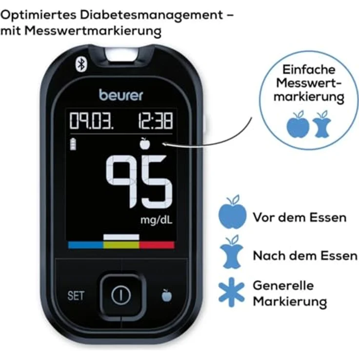 Beurer GL49 Blutzuckermessgerät für optimiertes Diabetesmanagement, mg/dl, 1 Stück – Bild 8