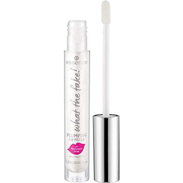 essence what the fake! PLUMPING LIP FILLER, Lippenpflege, mit Hyaluronsäure und Vitamin E, Nr. 01 oh my plump!, transparent, pflegend, kühlend, glättend, strahlend, vegan, ohne Parabene (4,2ml) – Bild 1