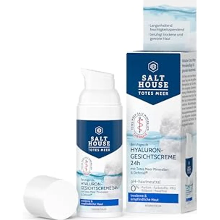 Salthouse Totes Meer Therapie Hyaluron-Gesichtscreme 24h mit Defensil® für trockene & empfindliche Haut, 50ml - Feuchtigkeitsspendend und beruhigend – Bild 1