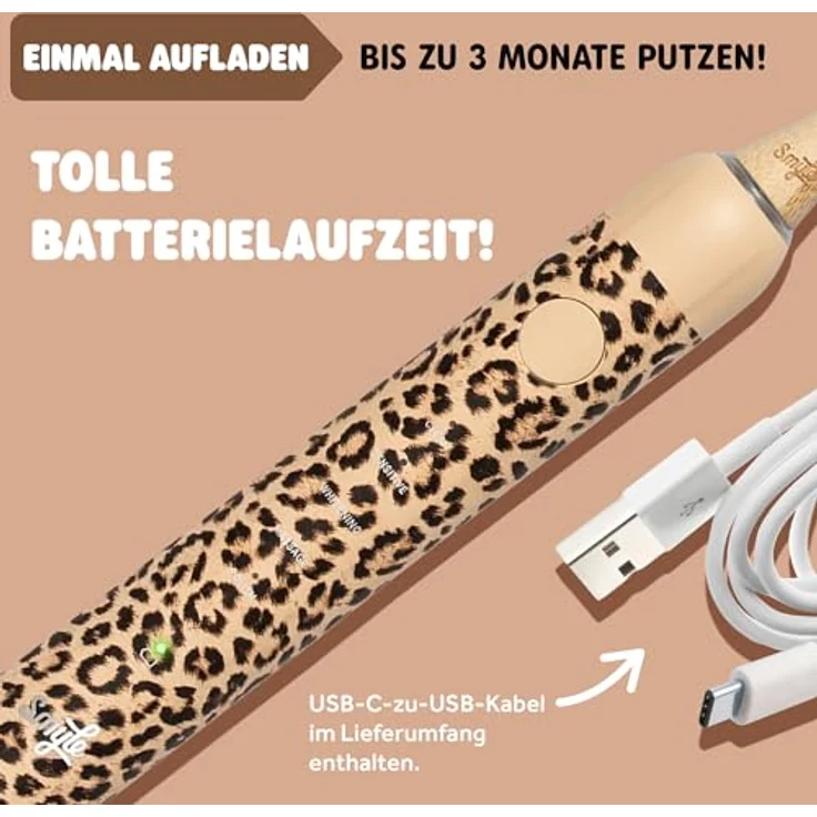 Smyle - Elektrische Schallzahnbürste Panther, Sonic Zahnbürste mit 5 Reinigungsmodi und Drucksensor – Bild 3