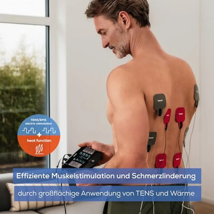 BEURER EM 89, TENS-EMS-Gerät in 4-in-1 Funktion mit Wärme, 8 Elektroden, inkl. 8 selbsthaftenden Gel-Pads für großflächige Anwendung – Bild 3